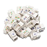 Cable Matters [UL Listed] [Pacchetto da 25 pezzi] Connettori RJ45 per Cat6 Colore bianco Punch-Down Stand