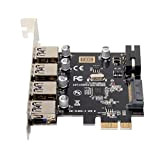 cablecc Adattatore scheda di espansione HUB PCI Express per scheda madre, 4 porte PCI-E a USB 3.0, 5 Gbps.