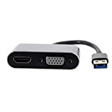 Cablecc - Cavo adattatore da USB 3.0 e 2.0 a HDMI e VGA HDTV, scheda grafica esterna per Windows Macbook ...