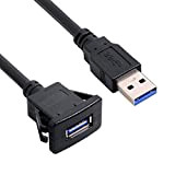 Cablecc Cavo AUX per auto impermeabile USB 3.0 da 1 m per pannello cruscotto (singolo USB 3.0)