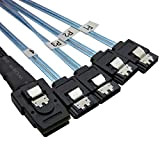 CABLEDECONN 0.75M Internal SFF8087 Mini SAS 36pin Male W/Latch to SATA 7Pin Female (X4) Forward Breakout Cable (8087 to 4sata ...