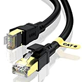 CABNEER Cavo Ethernet CAT8 10M con Clip Cavo di Rete Internet Lan Gigabit STP RJ45 Cat-8 ad AltaVelocità Nero - ...