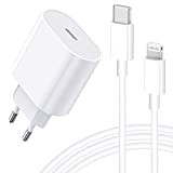 Caricatore iPhone 20W - Certificato Apple MFi - Caricabatterie Rapido USB C e Cavo iPhone USB C Lightning 2M Alimentatore ...