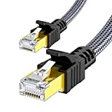 Cat7 Cavo Ethernet 5m, Snowkids Cavo di Rete Alta Velocità 10Gbps 600MHz Piatto Nylon Placcato STP LAN RJ45 Gigabit Cavo ...
