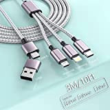 Cavo da 3 m USB C Multi Fast Charging, Cavo multi-in-1 Cavo di ricarica in nylon Cavo intrecciato USB/C per ...