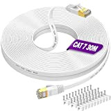 Cavo Ethernet 30 Metri, Cat 7 Cavo Lan 30m lungo Piatto RJ45 Gigabit FTP Schermato Cavo Internet Anti-jamming Cavo di ...