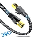 Cavo Ethernet Cat 8 2Metri,SWECENT Piatto Nylon 40Gbps 2000MHz Alta Velocità, Cavo Lan, Cavo di Rete, FFTP, per Gaming PS4 PS5 ...