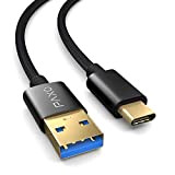 Cavo in nylon USB C da 0,5 m, USB 3.1 (USB 3.0), nero, cavo di ricarica da USB A a ...