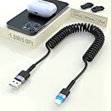 Cavo Lightning a spirale [certificato MFi e compatibile con CarPlay], USB a Lightning Cavo da 6 piedi per trasmissione dati ...