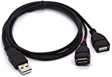 Cavo splitter USB, lunghezza 1 m, USB 2.0 tipo A maschio a doppia USB femmina di ricarica e sincronizzazione dati ...