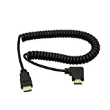 CERRXIAN - Cavo con attacco HDMI maschio/HDMI ad angolo retto, connettori placcati oro, cavo a spirale, supporta ritorno audio, 2K ...