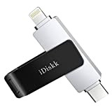 【Certificato MFi】 iDiskk 128 GB 2 in 1 da tipo C a Lightning iPhone Photo Stick, USB-C iPhone Memory, funziona ...