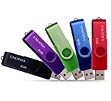 Chiavetta USB 8GB 5 Pezzi ENUODA Pennetta Girevole USB 2.0 Unità Memoria Flash per Archiviazione Dati con Luce LED (5 ...