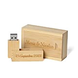 Chiavetta USB con incisione personalizzata, Chiavetta USB in legno massello con incisione regalo personalizzata per matrimoni, lauree, compleanni, festa del ...
