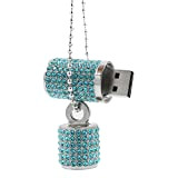 Chiavetta USB Shooo, con strass diamante Bling, porta rossetto in cristallo glitterato, collana di perle brillante da 8/16/32/GB LakeBlue 64 ...