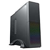 CiT S015B - Custodia per PC desktop Micro-ATX con LED frontale RGB arcobaleno, 1 ventola superiore nera da 8 cm ...