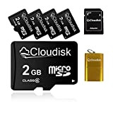 Cloudisk Confezione da 5 Micro SD Card con adattatore MicroSD Card Reader Memory Card Vendita all'ingrosso (2GB)