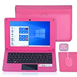 Computer portatile 10.1 pollici Windows 10 Netbook Quad Core Laptop con Wi-Fi, HDMI, Netflix, YouTube e tastiera francese AZERTY (Rosa)