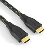 conecto, cavo HDMI High Speed ​​certificato Premium, 4K Ultra HD, doppia schermatura, treccia in nylon, nero/verde, lunghezza: 1,00m
