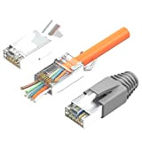Connettori RJ45 Cat 7 Connettore Passante Plug Ethernet LAN Crimpare Spina di rete con protezione antistrappo gommino di inserimento per ...
