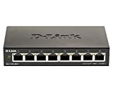 D-Link DGS-1100-08V2 Smart Switch Gestito, 8 Porte Gigabit, Supporto VLAN, Funzionalità layer 2, QoS, 802.3az EEE, Senza Ventole, Nero