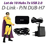 D-Link - Set di 10 hub USB per PC Mac Dub-H7 7 porte USB 2.0 + caricatore + cavo USB