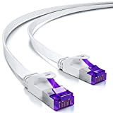deleyCON 1m Cavo di Rete Piatto (Cat7 con 10 Gbit/s) LAN Gigabit - RJ45 Ethernet Cavo Patch Cavo di Installazione ...