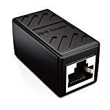 deleyCON 1x CAT6 Accoppiatore Cavi di Rete Cavo Patch Cavo Ethernet Adattatore Componibile Schermato 2x Presa RJ45 DSL LAN Nero