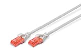 DIGITUS CAT 6 U-UTP Patch Cable, 2m, cavo di rete LAN DSL Ethernet, PVC, CCA, AWG 26/7, Grigio, Cat-6 - ...