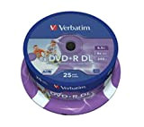 Disco DVD+R Verbatim Doppio Strato Registrabile Stampabile Velocità 8x 240min 8,5GB Rif. 43667 (Confezione da 25)
