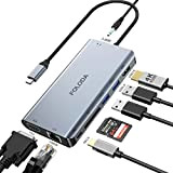 Docking Station, HUB USB C 4K HDMI, Thunderbolt Tipo c con VGA, Ethernet RJ45, PD 100W, 2*USB 3.0, SD, adattatore ...