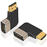 Duttek Adattatore HDMI 8K-2 pack,adattatore ad angolo sinistro HDMI maschio a femmina, supporto connettore HDMI 2.1 8K@60Hz,4K@120Hz,HDR,Dolby,eARC,HDCP2.3 per laptop,PC,monitor,TV Roku