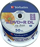 DVD+R DL 8,5 GB Verbatim 8x velocità Double Layer stampabile (fullprintable) in campana di 50 pezzi