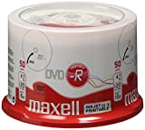 DVD-R vergini 275701 Maxell full printable stampabili 16X, 4,7GB in campana da 50 pezzi