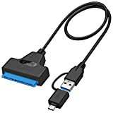 EasyULT Adattatore USB 3.0 a SATA, Convertitore e Cavo USB 3.0/Type-C a SATA per HDD SSD 2.5 Pollici, Type-C Cavo ...