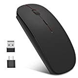 EasyULT Mouse Wireless Ricaricabile, Ergonomic Mouse Senza Fili 2,4G con Nano Ricevitore USB & Tipo C, 1600DPI Mouse USB Portatile ...