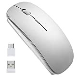EasyULT Mouse Wireless Ricaricabile, Ergonomic Mouse Senza Fili 2,4G Con Ricevitore USB Nano e Adattatore Tipo C, 1600DPI Mouse USB ...
