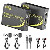 eKL KVM Extender HDMI USB 60m/196ft sopra il cavo Ethernet Cat5e/6 supporta 1080P@60Hz 2 porte USB 2.0 per computer Plug ...