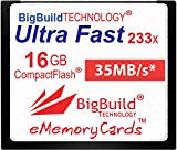 eMemoryCards Scheda di memoria 16GB Ultra Fast 35MB/s CompactFlash compatibile con Canon 10D/20D/30D/40D/50D/1D/1Ds/5D/5Ds/7D Mark I/II/III/IV, Nikon D, Olympus E, Sony ...