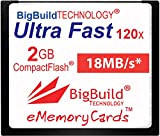 eMemoryCards Scheda di memoria 2GB Ultra Fast 18MB/s CompactFlash compatibile con Canon 10D/20D/30D/40D/50D/1D/1Ds/5D/5Ds/7D Mark I/II/III/IV, Nikon D, Olympus E, Sony ...