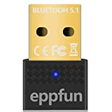 eppfun Adattatore Bluetooth USB 5.1 Dongle per PC, Ricevitore Bluetooth per Cuffie,Mouse,Tastiera, Stampante, Compatibile con Windows 11/10/8.1/7 (Nero)