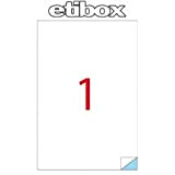 ETICHETTE ADESIVE ETIBOX SU FOGLIO A4 (Etichette: cm 210x297) (Etichette per foglio 1 ) Conf. 100 fogli A4