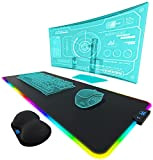 Everlasting Comfort Large Gaming Mouse Pad - 15 Color Modes with 2 Brightness Levels - RGB Mouse Pad for Gamers ...