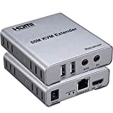 Extender HDMI KVM USB 60M, con audio 1080P R/L di CAT5E Cat6 RJ45 Cavo Ethernet Trasmettitore Ricevitore Convertitore audio video ...