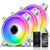 EZDIY-FAB Moonlight Ventole Case RGB da 120 mm con Fan Hub X e Telecomando,Scheda Madre Aura SYNC,Controllo della velocità,Ventilatore Indirizzabile ...
