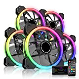 EZDIY-FAB RGB Ventole Case,Dual Ring 120mm Ventola PC RGB,5V Scheda Madre SYNC,RGB SYNC Fan con Fan Hub X e Telecomando-5 ...