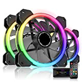 EZDIY-FAB RGB Ventole Case,Dual Ring 120mm Ventola PC RGB,5V Scheda Madre SYNC,Computer Fan con Fan Hub X e Telecomando-3 Pack