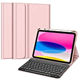 FINTIE Tastiera AZERTY Francese per iPad 10a Generazione 2022 10,9 Pollici - Tastiera AZERTY Wireless, Cover Multiposizione, Oro Rosa