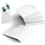 Flexzion Confezione da 100 Copertine di Carta Spessa per CD DVD (bianche) Bustine Plastica Custodie Standard a Busta Conservazione Premium ...
