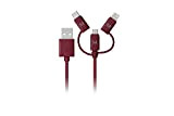 Fresh ´N Rebel USB Combo Cable | USB-C + Apple Lightning + Micro-USB Cable 0,2 Meter – Ruby Red